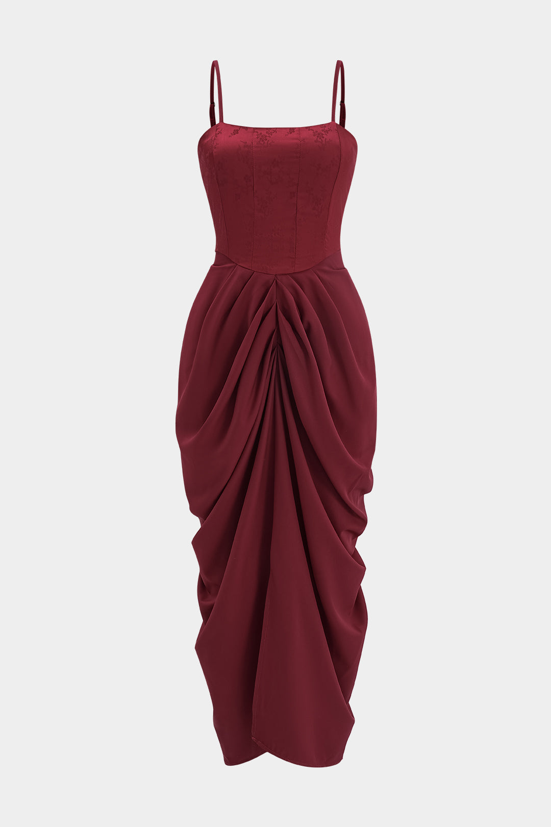 Satin Ruched Slip Sleeveless Maxi Dress