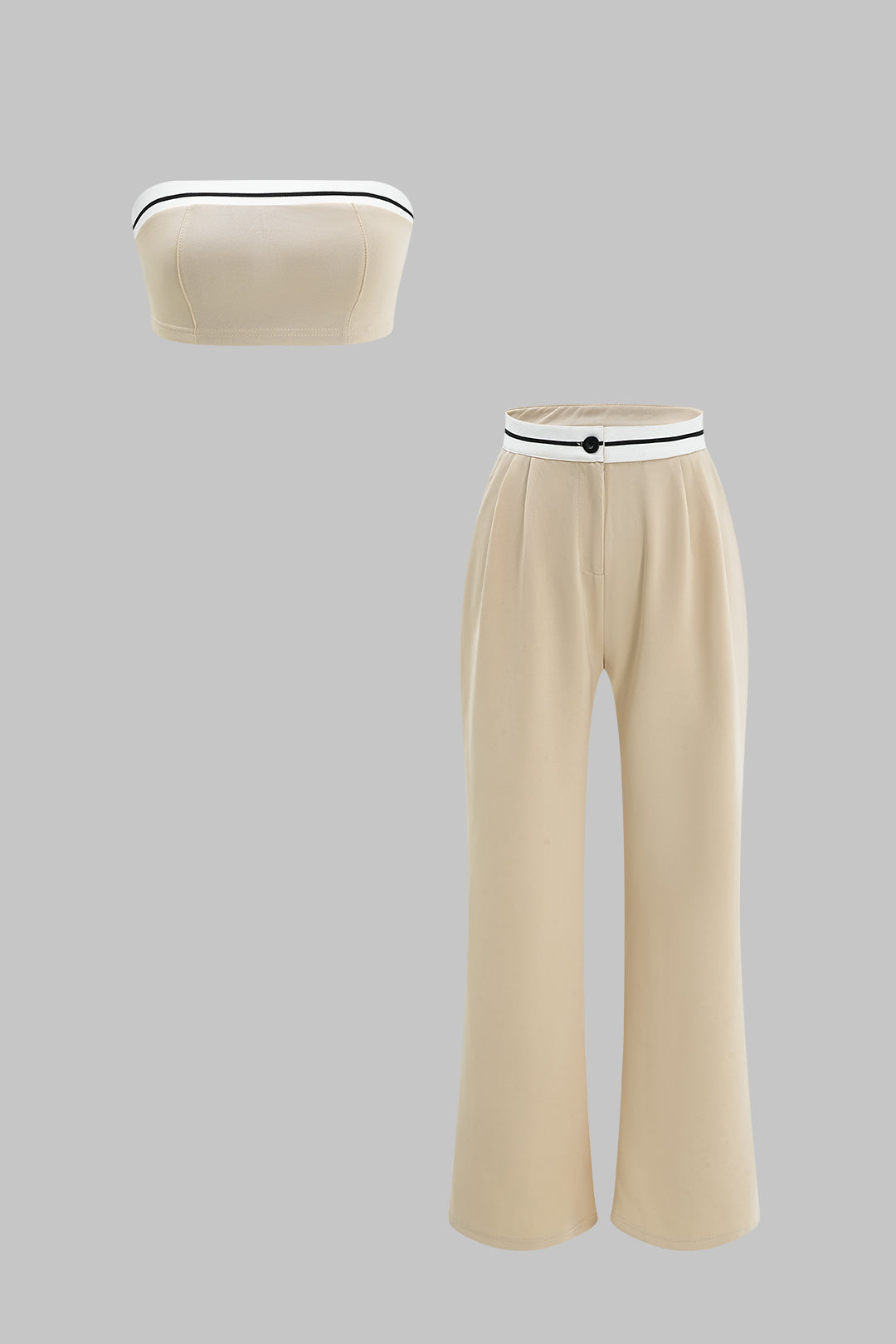 Contrast Tube Top And Trousers Set